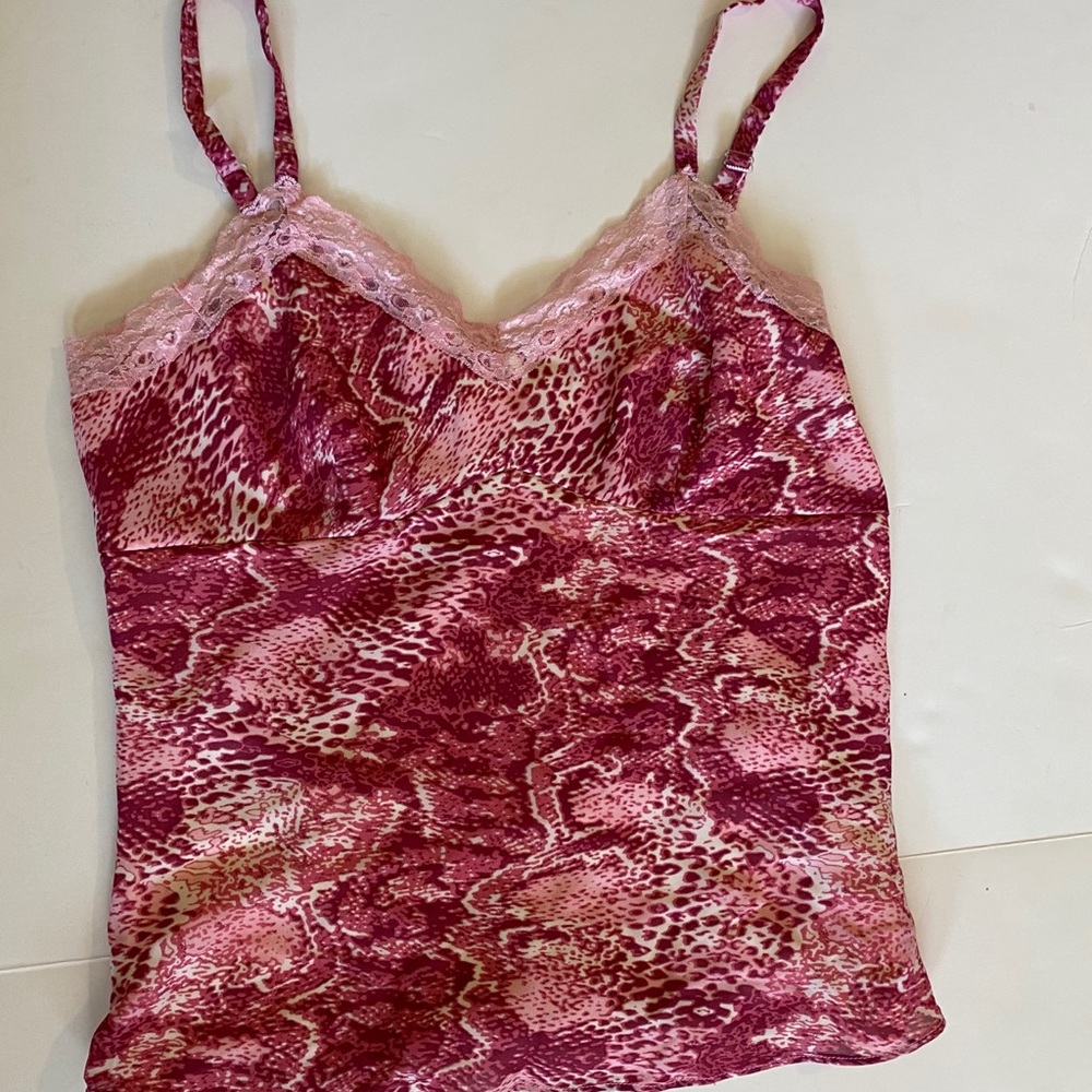 Chadwicks Pink Print Lace Camisole Sz 10
